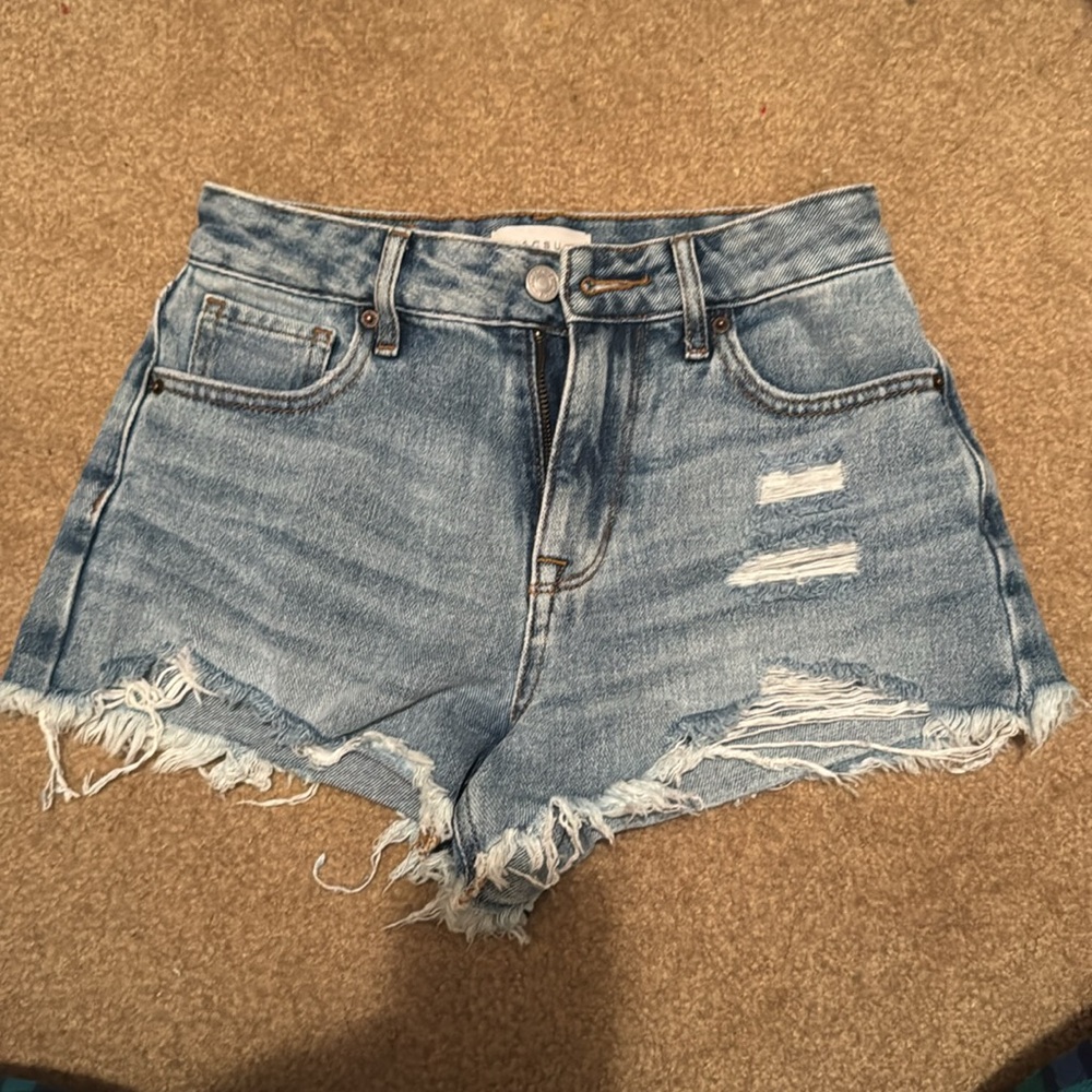 Pacific Sunwear Blue Jean Shorts with Frayed Hem